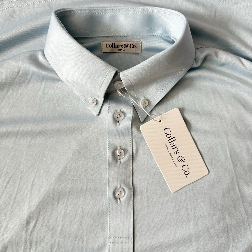 Collars and Co Men Oxford Button Down Dress Collar Polo Shirt Size S Blue Office - Picture 1 of 1